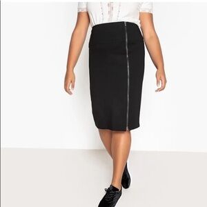 NWT  Joseph Ribkoff black textured pencil skirt reversible full zipper size 8